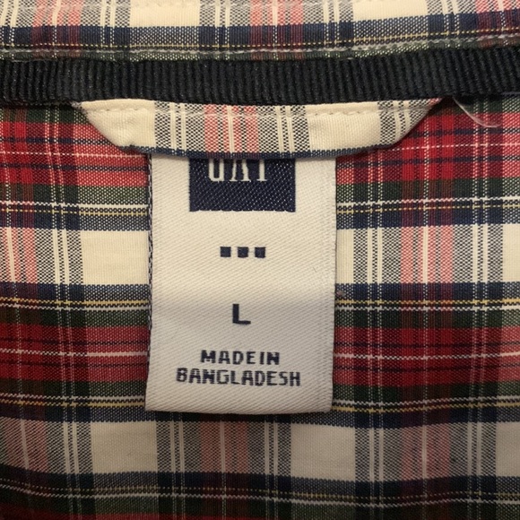 Gap red plaid cotton button down shirt - Picture 3 of 4
